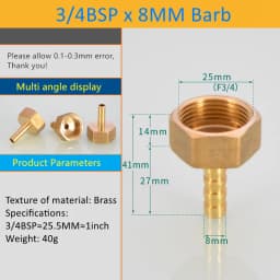 Pagoda connector 6 8 10 12 14 16 19mm hose barb connector hose tail thread 3/4 BSP thread PC Male brass water pipe fittings