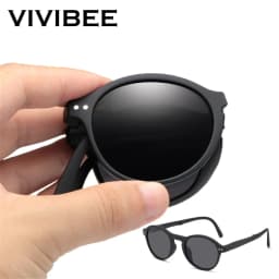 VIVIBEE Women Square Folding Sunglasses 2026 Trending Product Black UV400 Spring Hinge Eyewear Men Retro Mirror Red Sun Glasses