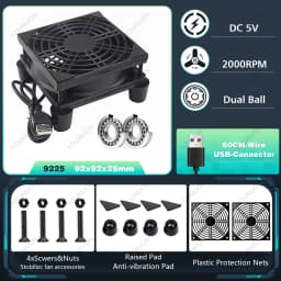 5V USB Router Fan 80mm 92mm 120mm 140mm DIY TV Box Ball/Sleeve Cooler & Protective Net Desktop Cooling Fan