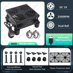 5V USB Router Fan 80mm 92mm 120mm 140mm DIY TV Box Ball/Sleeve Cooler & Protective Net Desktop Cooling Fan