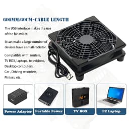 5V USB Router Fan 80mm 92mm 120mm 140mm DIY TV Box Ball/Sleeve Cooler & Protective Net Desktop Cooling Fan