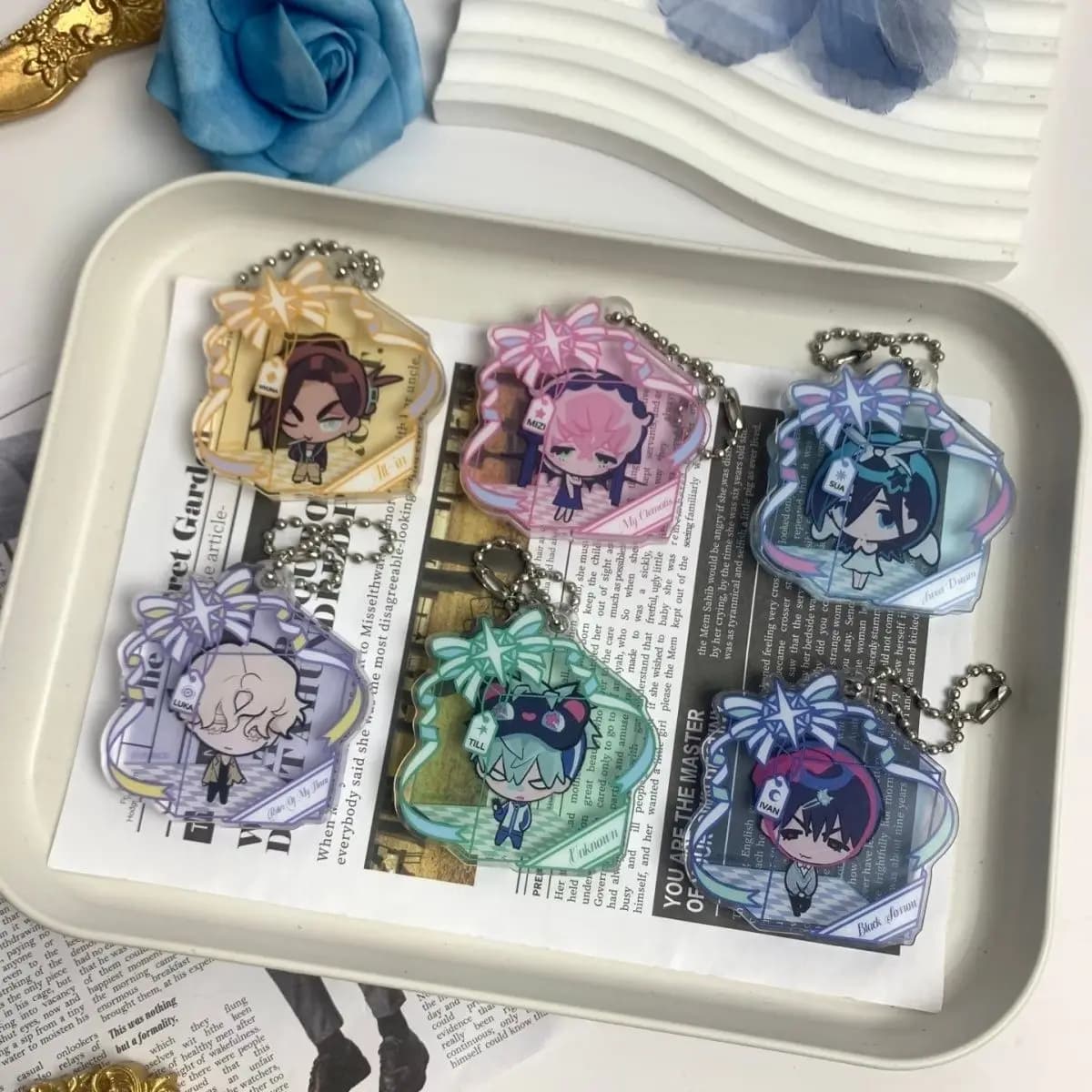 Anime Game ALIEN STAGE Keychain Ivan Till Sua Mizi Colored Window Acrylic Pendant Keychain Backpack Decor