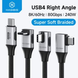Hagibis USB C to USB C Right Angle Cable 240W 90 Degree Type C Car Fast Charging Cable 80Gbps for Thunderbolt 5 iPhone Macbook
