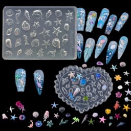 Summer Ocean Silicone Nail Mold 2Styles 3D Gel Manicure Molds Conch Seashell Starfish Charms Supplies Reusable Template Stencils
