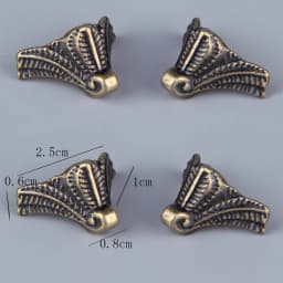 4PCS/set Antique Corner Protector Bronze Jewelry Chest Box Wooden Case Decorative Feet Leg Metal Corner Bracket Hardware