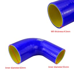 51mm / 63mm / 76mm / 51mm to 63mm / 63mm to 76mm 90 Degree 45 Degree Elbow Reduce Silicone Hose Pipe Black Blue