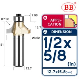 BB Corner Rounding Router Bit Concave Milling Cutter Bullnose Woodworking Tool Round Edge Trimmer Shank 1/2 1/4 Inch