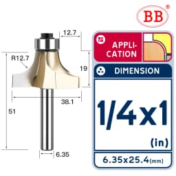 BB Corner Rounding Router Bit Concave Milling Cutter Bullnose Woodworking Tool Round Edge Trimmer Shank 1/2 1/4 Inch