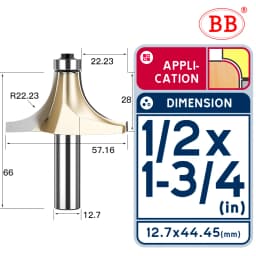 BB Corner Rounding Router Bit Concave Milling Cutter Bullnose Woodworking Tool Round Edge Trimmer Shank 1/2 1/4 Inch