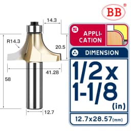 BB Corner Rounding Router Bit Concave Milling Cutter Bullnose Woodworking Tool Round Edge Trimmer Shank 1/2 1/4 Inch