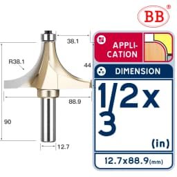 BB Corner Rounding Router Bit Concave Milling Cutter Bullnose Woodworking Tool Round Edge Trimmer Shank 1/2 1/4 Inch