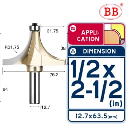 BB Corner Rounding Router Bit Concave Milling Cutter Bullnose Woodworking Tool Round Edge Trimmer Shank 1/2 1/4 Inch