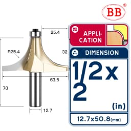 BB Corner Rounding Router Bit Concave Milling Cutter Bullnose Woodworking Tool Round Edge Trimmer Shank 1/2 1/4 Inch