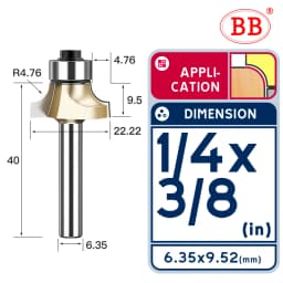 BB Corner Rounding Router Bit Concave Milling Cutter Bullnose Woodworking Tool Round Edge Trimmer Shank 1/2 1/4 Inch