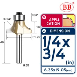 BB Corner Rounding Router Bit Concave Milling Cutter Bullnose Woodworking Tool Round Edge Trimmer Shank 1/2 1/4 Inch