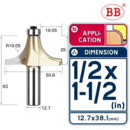 BB Corner Rounding Router Bit Concave Milling Cutter Bullnose Woodworking Tool Round Edge Trimmer Shank 1/2 1/4 Inch