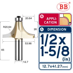 BB Corner Rounding Router Bit Concave Milling Cutter Bullnose Woodworking Tool Round Edge Trimmer Shank 1/2 1/4 Inch