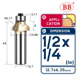 BB Corner Rounding Router Bit Concave Milling Cutter Bullnose Woodworking Tool Round Edge Trimmer Shank 1/2 1/4 Inch