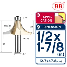 BB Corner Rounding Router Bit Concave Milling Cutter Bullnose Woodworking Tool Round Edge Trimmer Shank 1/2 1/4 Inch