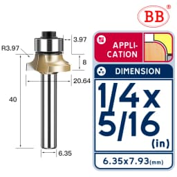 BB Corner Rounding Router Bit Concave Milling Cutter Bullnose Woodworking Tool Round Edge Trimmer Shank 1/2 1/4 Inch