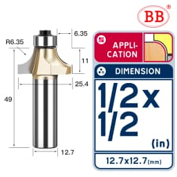 BB Corner Rounding Router Bit Concave Milling Cutter Bullnose Woodworking Tool Round Edge Trimmer Shank 1/2 1/4 Inch