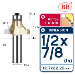 BB Corner Rounding Router Bit Concave Milling Cutter Bullnose Woodworking Tool Round Edge Trimmer Shank 1/2 1/4 Inch