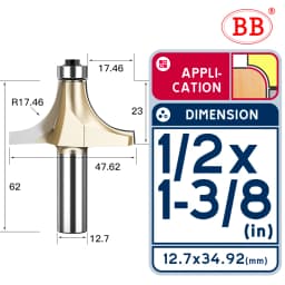 BB Corner Rounding Router Bit Concave Milling Cutter Bullnose Woodworking Tool Round Edge Trimmer Shank 1/2 1/4 Inch