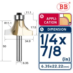 BB Corner Rounding Router Bit Concave Milling Cutter Bullnose Woodworking Tool Round Edge Trimmer Shank 1/2 1/4 Inch