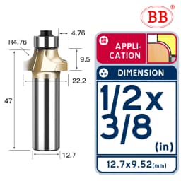 BB Corner Rounding Router Bit Concave Milling Cutter Bullnose Woodworking Tool Round Edge Trimmer Shank 1/2 1/4 Inch