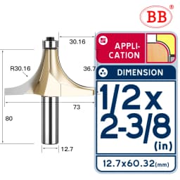 BB Corner Rounding Router Bit Concave Milling Cutter Bullnose Woodworking Tool Round Edge Trimmer Shank 1/2 1/4 Inch