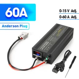 60A100A CC CV Adjustable Battery Charger Power Supply, 0-15V Smart Fast Charger for Li-ion & 14.6V LiFePO4 Battery, 100-240V AC