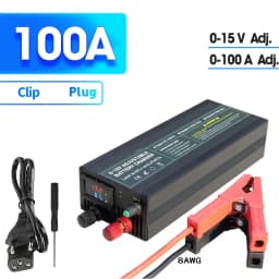 60A100A CC CV Adjustable Battery Charger Power Supply, 0-15V Smart Fast Charger for Li-ion & 14.6V LiFePO4 Battery, 100-240V AC