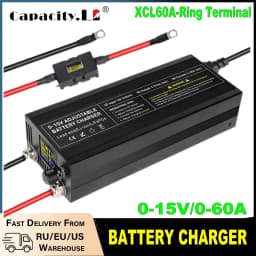60A100A CC CV Adjustable Battery Charger Power Supply, 0-15V Smart Fast Charger for Li-ion & 14.6V LiFePO4 Battery, 100-240V AC