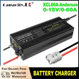 60A100A CC CV Adjustable Battery Charger Power Supply, 0-15V Smart Fast Charger for Li-ion & 14.6V LiFePO4 Battery, 100-240V AC