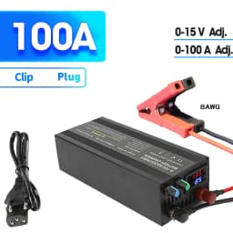 60A100A CC CV Adjustable Battery Charger Power Supply, 0-15V Smart Fast Charger for Li-ion & 14.6V LiFePO4 Battery, 100-240V AC