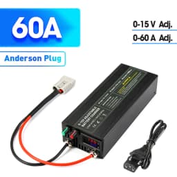 60A100A CC CV Adjustable Battery Charger Power Supply, 0-15V Smart Fast Charger for Li-ion & 14.6V LiFePO4 Battery, 100-240V AC
