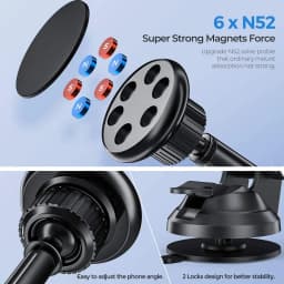 Magnetic Car Phone Mount Universal Suction Cup Car Phone Holder Magnet Mobile Phone Support Stand for iPhone 15 16 17 Samsung
