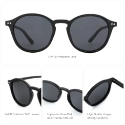 ZENOTTIC 2 Pack Polarized Sunglasses for Women Men Vintage Round and Square Frame UV Protection Shades Driving Sun Glasses