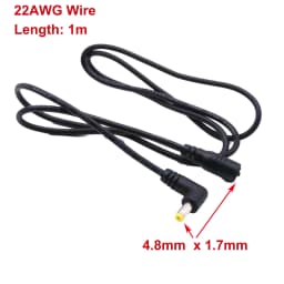 DC Power 4.8mm X 1.7mm Male Right Angle To 4.8mm X 1.7mm Female Extension Adapter Connector Cable Cord