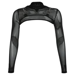 Summer Sexy Mesh See Through T-Shirts Black O-Neck Long Sleeve Turtleneck Sheer Transparent Short Crop Tops Sexy Club Party Top