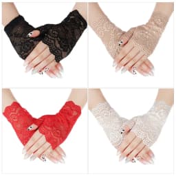 1Pair Fashion Women Lace Gloves Elastic Spring Summer Sunscreen Short Fingerless Driving Gloves Half Finger Mittens