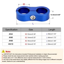 Universal AN4 AN6 AN8 AN10 Car Billet Oil Fuel Water Hose Tube Seprator Bracket Divider Clamp Line Separator Aluminum