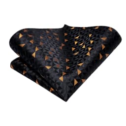 Hi-Tie Black Gold Novelty Silk Wedding Tie For Men Handky Cufflink Set Fashion Designer Gift For Men Necktie Business Party
