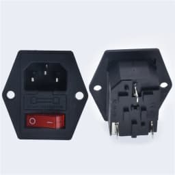 New Integral Red Light 10A250VAC Rocker Switch Power Rocker Fused IEC 320 C14 Inlet Socket 3pin Connector Plug With Fixing Holes