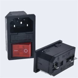 New Integral Red Light 10A250VAC Rocker Switch Power Rocker Fused IEC 320 C14 Inlet Socket 3pin Connector Plug With Fixing Holes