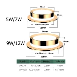 Chrome Round Recessed LED Downlight AC85-265V Acryl Ceiling Light 5W/7W/9W/12W Spot Light For Porch Corridor Kitchen Indoor Lamp