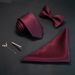 JEMYGINS New Solid Color 6cm Silk Men Tie Set Jacquard Woven Necktie Bowtie Handkerchief Pin Suit Red Green For Business Wedding