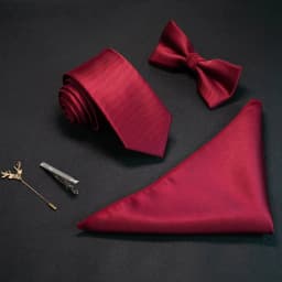 JEMYGINS New Solid Color 6cm Silk Men Tie Set Jacquard Woven Necktie Bowtie Handkerchief Pin Suit Red Green For Business Wedding