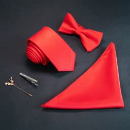 JEMYGINS New Solid Color 6cm Silk Men Tie Set Jacquard Woven Necktie Bowtie Handkerchief Pin Suit Red Green For Business Wedding