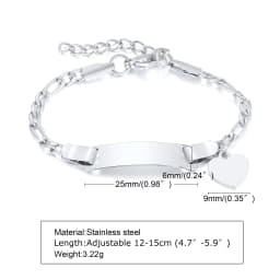 Custom Personalized Name ID Bracelet Gilrs Boy Gifts, Stainless Steel Curb Chain Link Crown Bracelet Not Allergic